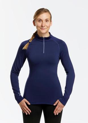 Термофутболка женская 500 для лыжного спорта, с молнией 1/2 - темно-синяя - s7 фото