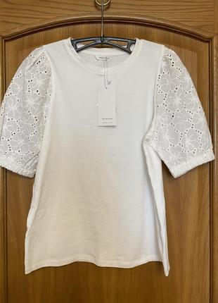 Новая белая стильная футболка блуза рукава прошва на девочку 12 лет
