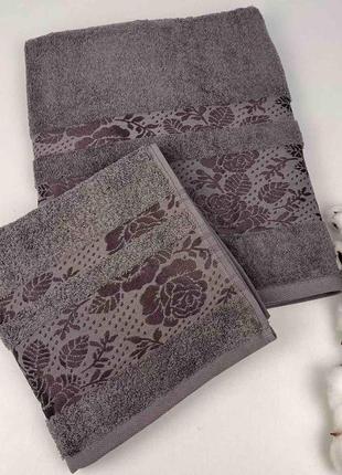Набір рушників 2 шт bridge collection model-4 сірий у фірмовій коробці