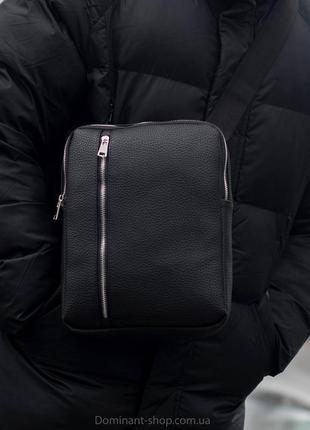 Молодежная городская черная сумка-мессенджер escobar из экокожи для повседневной ноский качественная планшетка