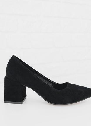 Туфли женские классические черные woman's heel на квадратном каблуке