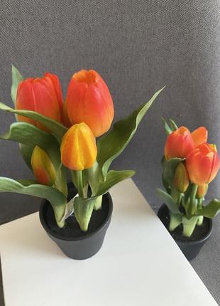 Штучні тюльпани в горщику, штучні тюльпани, гелеві тюльпани3 фото