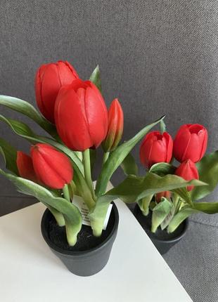 Штучні тюльпани в горщику, штучні тюльпани, гелеві тюльпани