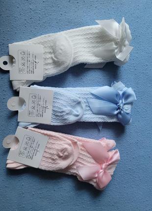 Новые ажурные носки гольфы для девочки с бантом на размер 22-25 размер (деткам 2-4 лет)