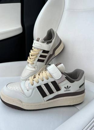Adidas forum white brown женские кроссовки