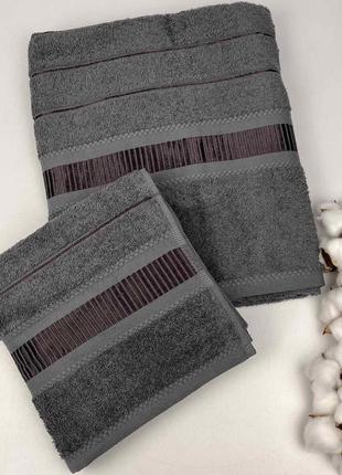 Набор полотенец 2шт bridge collection model-2 антрацит в фирменной коробке
