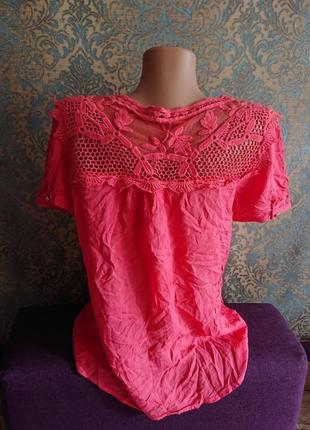 Красивая женская блуза вискоза кружево р.44/46 блузка блузочка футболка2 фото