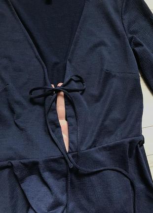 Синяя блуза топ с завязками со сборкой на рукавах с баской topshop3 фото