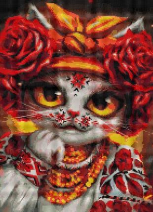 Алмазная мозаика на деревянном подрамнике 40х50 "кошечка роза © марианна пащук " dbs1084