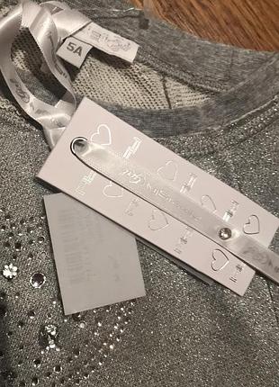 Стильна срібляста кофта зі стразами на дівчинку 4-5 років