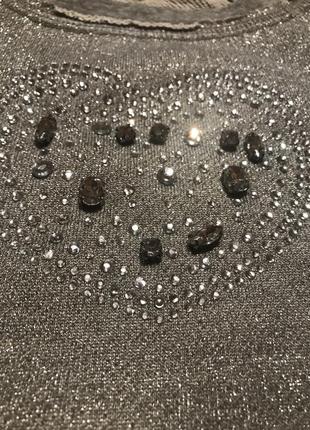 Стильна срібляста кофта зі стразами на дівчинку 4-5 років