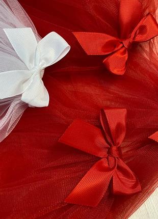 Фата на девичник красная комплект (6+1) 50 см