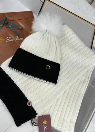 Розкішний набір (шарф і шапка) у стилі loro piana