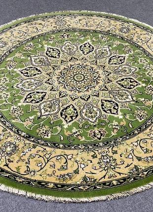 Круглый ковер фаравахар летний сад 148х148 см шерсть и шелк ручная работа