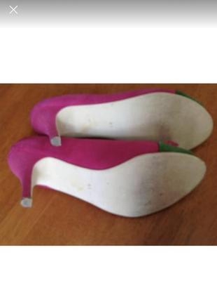 Фраанцузские кожаные замшевые туфли цвета фуксии 41 (26.5-9.5)3 фото