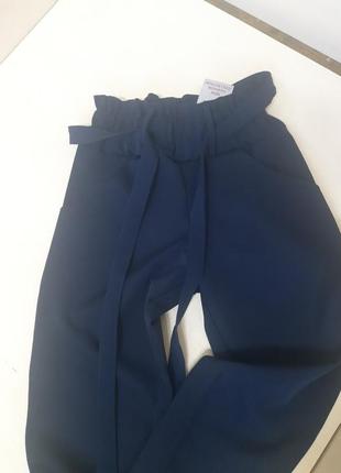 Синие классические брюки кюлоты для девочки подростка р.128 1344 фото