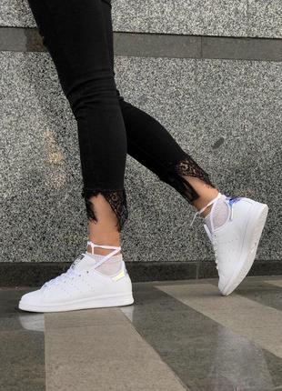 Шикарные кожаные кеды adidas stan smith в белом цвете (весна-лето-осень)😍3 фото