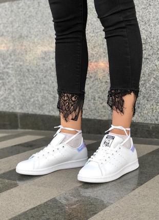 Шикарные кожаные кеды adidas stan smith в белом цвете (весна-лето-осень)😍4 фото