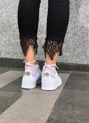 Шикарные кожаные кеды adidas stan smith в белом цвете (весна-лето-осень)😍5 фото