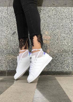 Шикарные кожаные кеды adidas stan smith в белом цвете (весна-лето-осень)😍7 фото