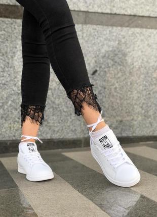 Шикарные кожаные кеды adidas stan smith в белом цвете (весна-лето-осень)😍8 фото