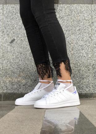 Шикарные кожаные кеды adidas stan smith в белом цвете (весна-лето-осень)😍9 фото