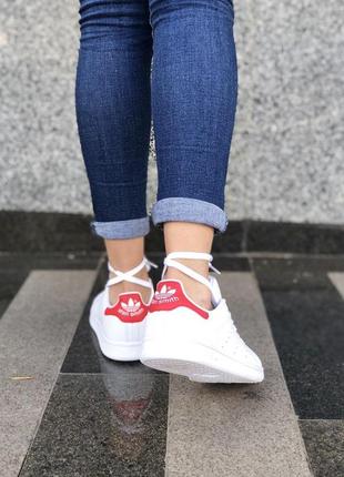 Шикарные кеды adidas в белом цвете из кожи (весна-лето-осень)😍4 фото