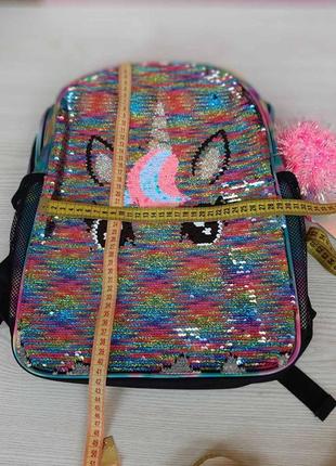 Рюкзак в школу з пайєтками єдинорог, шкільний портфель блискучий4 фото