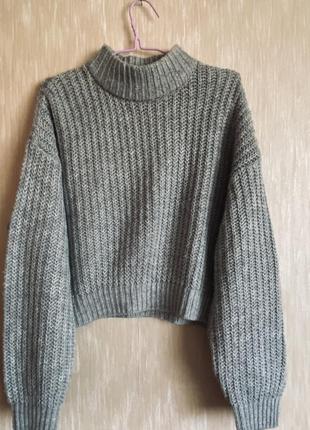 Женский пуловер, свитер реглан с высокой горловиной, укороченная h&amp;m1 фото
