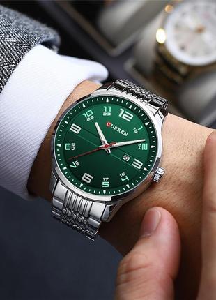 Классические мужские наручные часы curren 8411 серебряно-серые3 фото