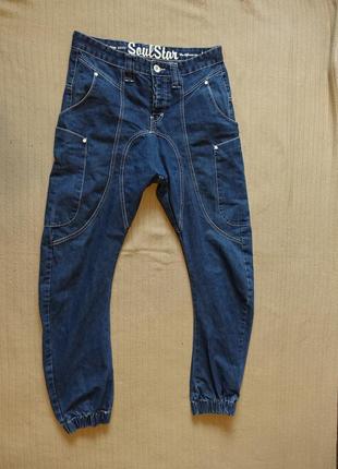 Темно-синие фирменные джинсы с имитацией заниженной посадки soulstar англия. 32 r.1 фото