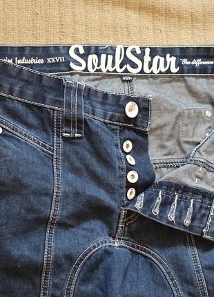 Темно-синие фирменные джинсы с имитацией заниженной посадки soulstar англия. 32 r.4 фото