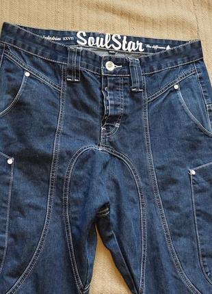Темно-синие фирменные джинсы с имитацией заниженной посадки soulstar англия. 32 r.2 фото