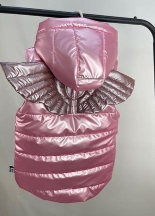 Безрукавка с крыльями ангел розовая на флисе удлиненная для девочек4 фото