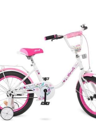 Kmy1685 детский велосипед 16 дюймов для девочки flower, бело-розовый prof12 фото