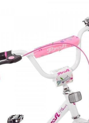 Kmy1685 детский велосипед 16 дюймов для девочки flower, бело-розовый prof13 фото