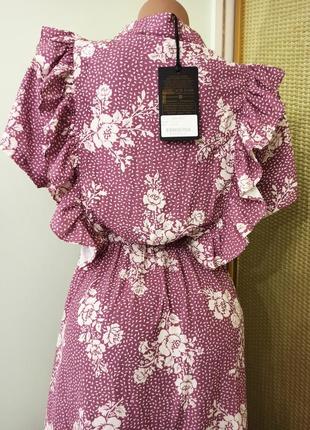 Классное новое платье 👗 с рюшами/ волан в цветочный принт5 фото