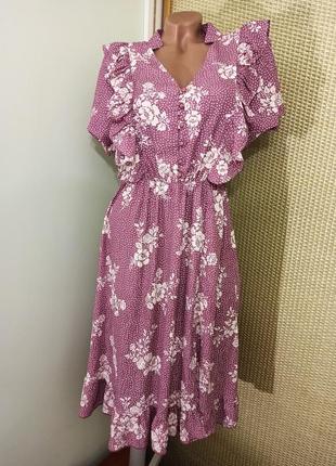 Классное новое платье 👗 с рюшами/ волан в цветочный принт