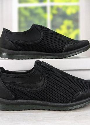 Кроссовки мокасины мужские черные сетка dago style м29-02