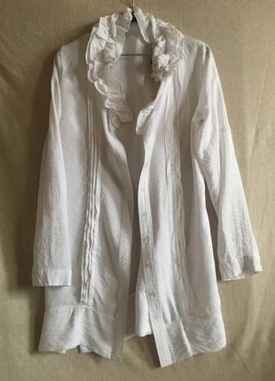 Удлиненная белая рубашка легкий летний жакет s&amp;w в стиле бохо2 фото