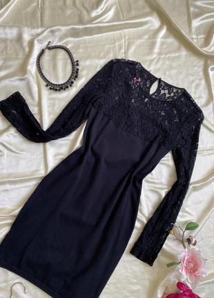 Классическое черное платье с кружевом черное платье7 фото