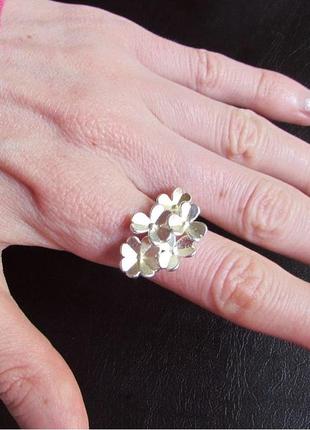 🏵красивое кольцо в серебре 925 цветы букет, 17 р., новое! арт. 96017 фото
