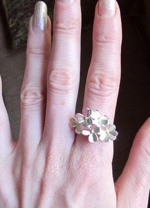 🏵красивое кольцо в серебре 925 цветы букет, 17 р., новое! арт. 96018 фото