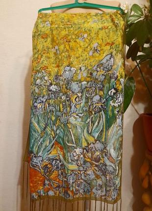 Шовковий шарф палантин із картинами імпресіоністів1 фото