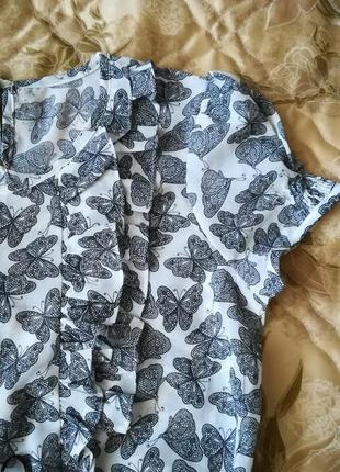 Лёгкая шифоновая блуза, блузка в актуальный принт "бабочки"🌹2 фото