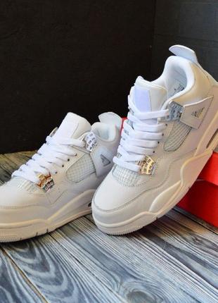 Nike jordan 4 retro pure money white кроссовки белые, кожа, кроссовки найк