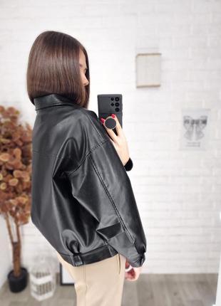 Женская оверсайз косуха на рост от 150 до 167 см, кожаная куртка, на девочку подростка9 фото