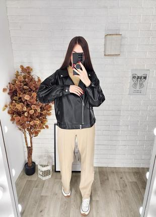 Женская оверсайз косуха на рост от 150 до 167 см, кожаная куртка, на девочку подростка10 фото