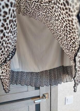 Плиссированная юбка-миди в животный принт primark(размер 12)3 фото