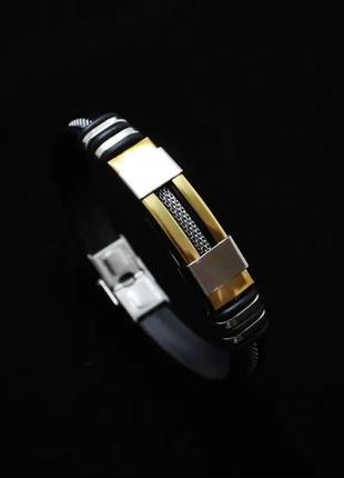 Мужской каучуковый браслет new collection gold